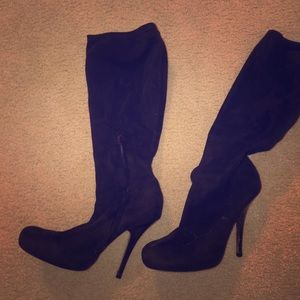 Suede knee high boots